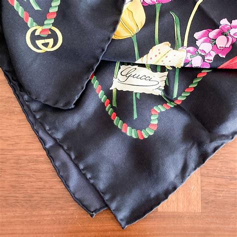 gucci black silk scarf|original gucci silk scarf.